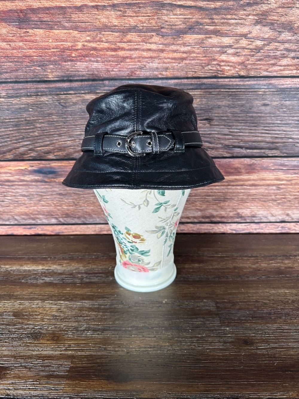 NWT! Coach Black Leather Soho Bucket Hat with Buckle Accent